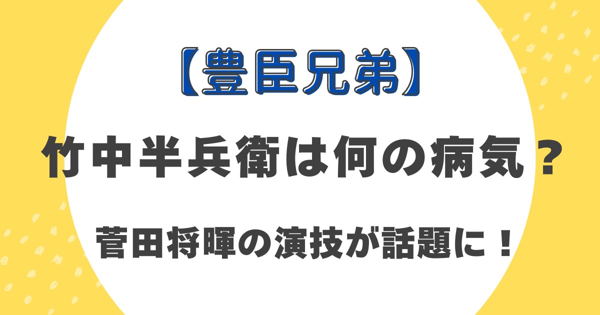 【豊臣兄弟】竹中半兵衛は何の病気？菅田将暉の演技が話題に！